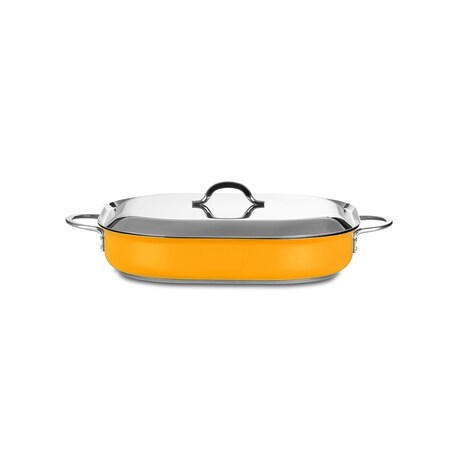 Bon Chef Classic Country French Oblong Pan W/Lid  15" X 11" X 2 7/8"  5 Qt 60023CFCLDYellow